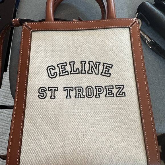 Celine St Tropez Cream and Brown Tote - Picture 1 of 4